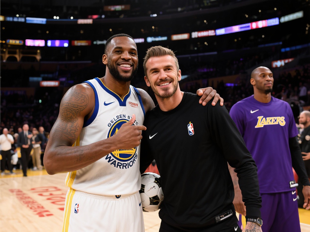 球星跨界互动!NBA官方晒德雷蒙德-格林与贝克汉姆赛后同框照 这种跨界互动并非首次。早在几年前,贝克汉
